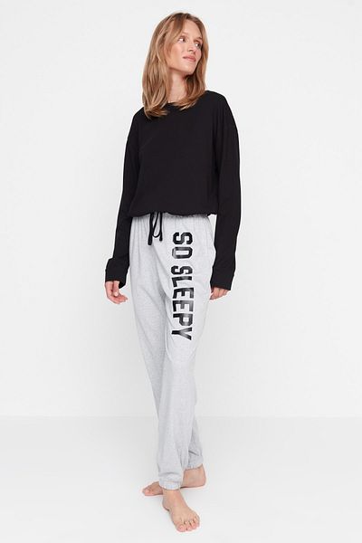 Trendyol Collection Pajama Set - Multi-color - With Slogan