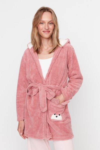 Womens Cute Ears Hooded Bath Robe Women's Hooded Fleece Bathrobes Plush  Sleepwear Fluffy Warm Sherpa Shaggy Bathrobe at Amazon Women's Clothing  store