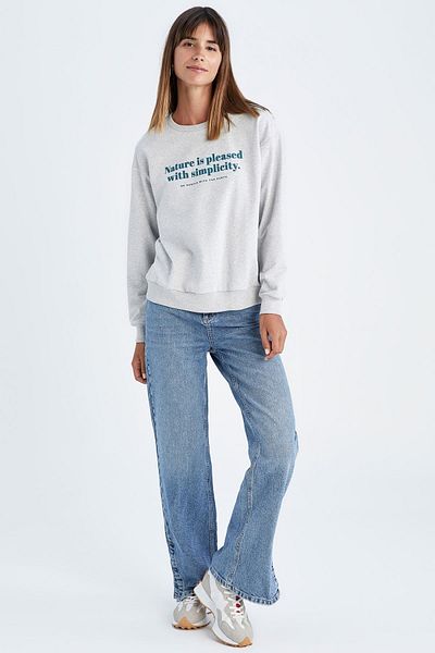 DeFacto Φούτερ Regular Fit Crew Neck