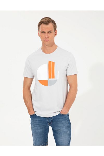 Pierre Cardin Tricou Gri Slim Fit cu decolteu