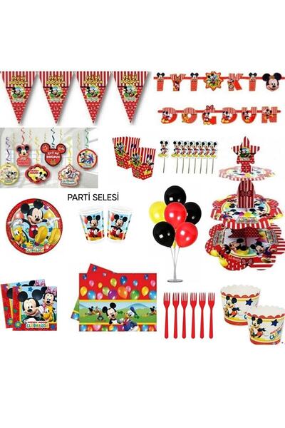Mickey Mouse 8 Kişilik Lüks Hazır Doğum Günü Seti