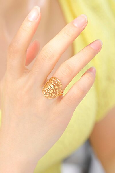 Sihirli Titreşimler خاتم سري يانترا ذهبي اللون من الفولاذ المقاوم للصدأ قابل ...