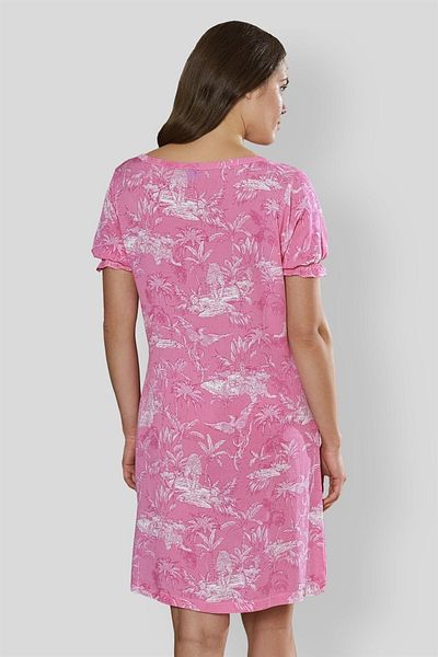 Doreanse Rochie de damă cu model roz viscoză 4006