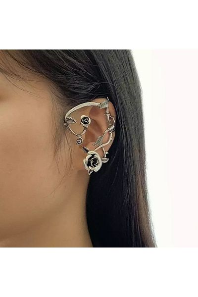Köstebek Gothic Punk Rose Cuff Cartilage Earrings