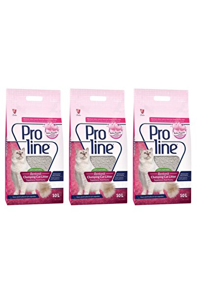 Pro Line Doğal Topaklanan Baby Powder Kokulu Kedi Kumu 10 + 10 + 10 Lt