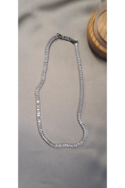 Labone Accessories Baget Taşlı Silver Su Yolu Choker Kolye