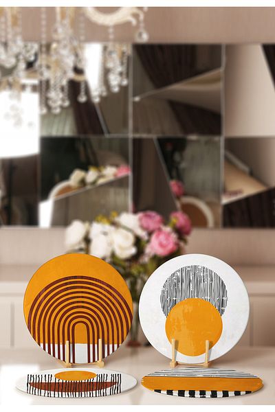 Realhomes 4-Piece Special Design Placemat & Supla with Ethnic Drawing