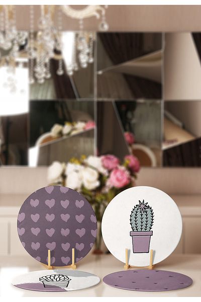 Realhomes 4-Piece Heart & Cactus Special Design Placemat & Supla