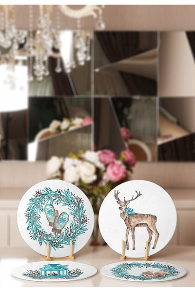 Realhomes 4-Piece Special Design Winter Themed Placemat & Supla