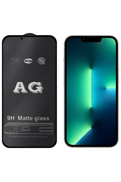 Ally Iphone 13 Pro Max 6.7inç Full Glue Matte Tempered Cam Ekran Koruyucu Siyah