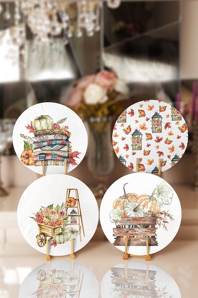 Realhomes 4-Piece Pumpkin & Fruits Special Design Placemat & Supla