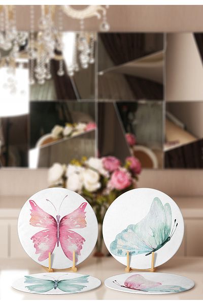 Realhomes Set of 4 Colorful Watercolor Butterfly Drawing Placemat & Supla