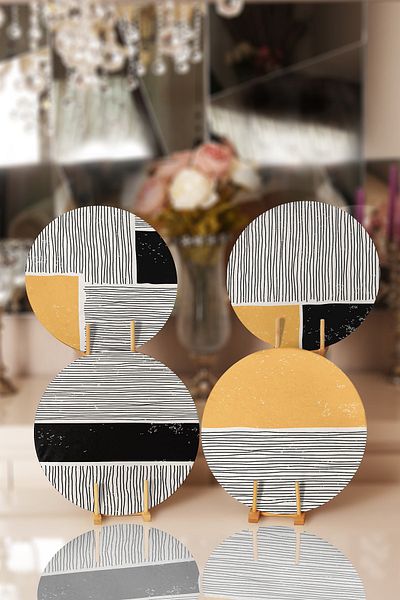 Realhomes 4-Piece Striped Ethnic Scandinavian Designed Placemat & Supla