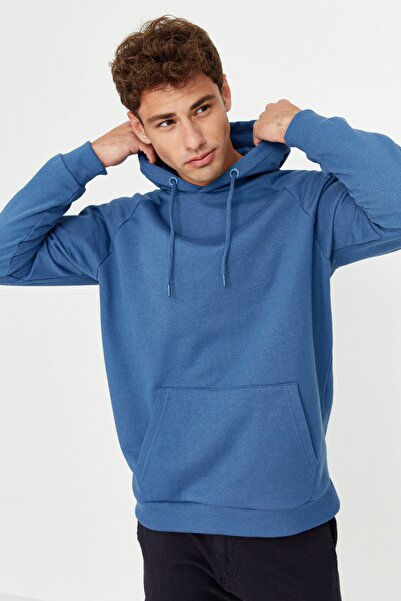 Trendyol Collection Oversize fleecová mikina s kapucí v námořnické modré - TMNAW23sw00192