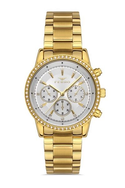 FERRO Yellow Steel Band Women's Wristwatch Fl21258a-b Fl21258a-b