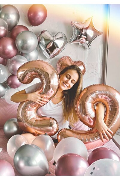 MFM مجموعة بالونات من رقائق الورد لعمر 29 عامًا