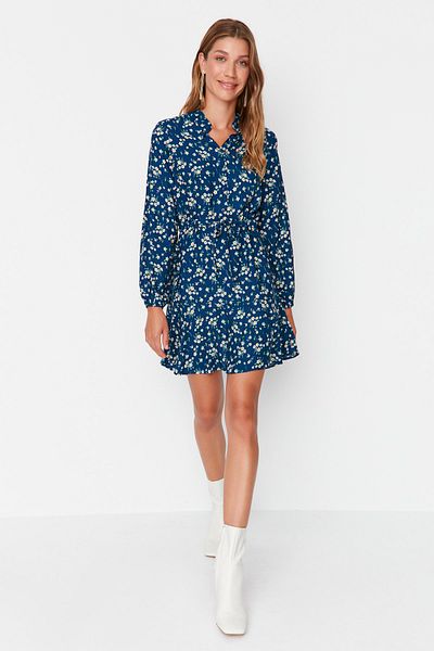 Trendyol Collection Sötétkék mini gombos viszkóz szőtt ruha TWOAW23EL01310