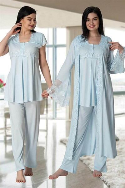 by İGP Rochie lungă albastră și rochie din dantelă pentru femeie, set de pijamale pentru gravide pentru gravidă Effortt