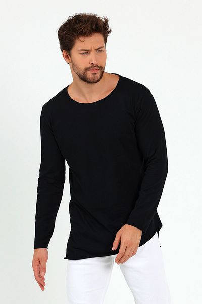 BABBOSS Ασύμμετρο μακρυμάνικο μπλουζάκι με ανοιχτό λαιμό