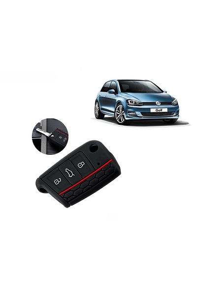 Point Vw Golf 7 Silicone Key Case Black-red Color-compatible for 2013-2020