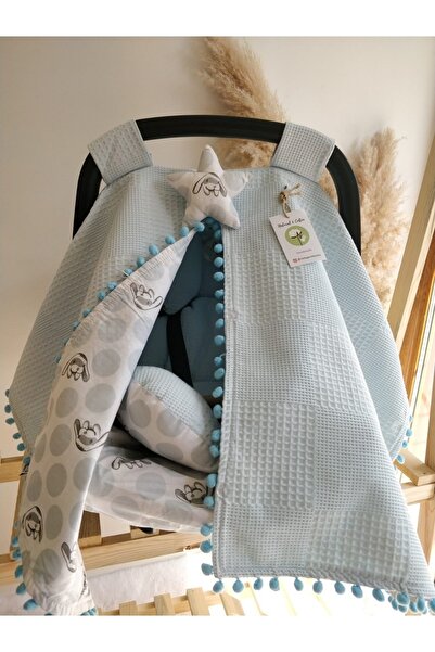 Raduga Collection Puset Örtüsü+puset Minderi+puset Çarşafı 3'lü Set Mavi Tavşan