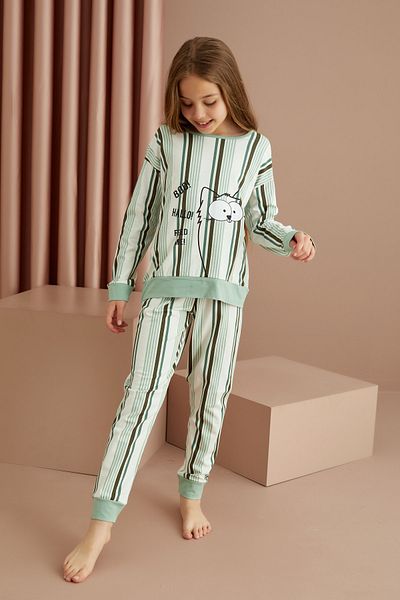 Siyah İnci Cotton Lycra Pajama Set