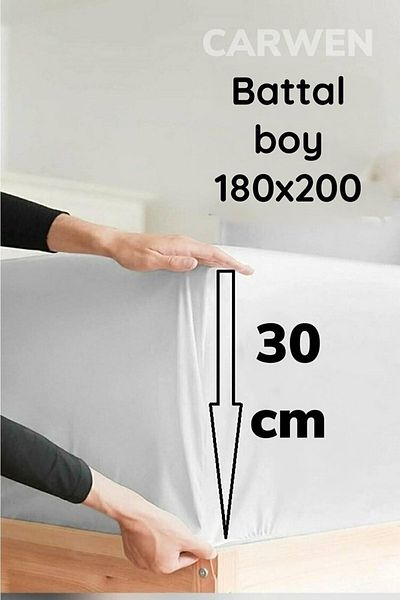 CARWEN TEKSTİL King Size Ranforce Cotton Fabric Elastic Sheet Set 180x200 Cm Crwcbc11