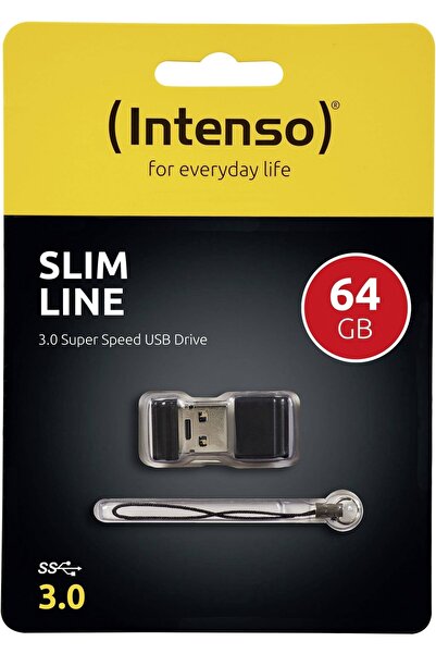 Intenso USB 64GB 20/35 Slim Line black USB 3.0, Citire 35 MB/s, Scriere 20 MB/s
