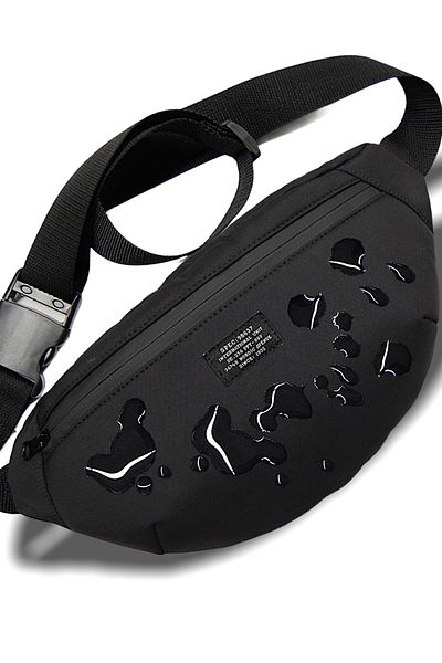 D'VERS Unisex Μαύρη Χειμερινή Αδιάβροχη υφασμάτινη τσάντα ώμου και μέσης