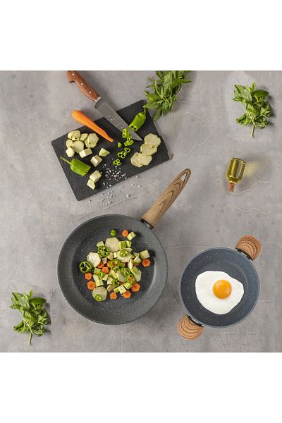 Leydi Natura Marble 26cm Granite Pan and 20cm Sahan Set