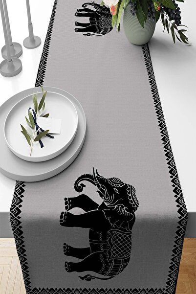 Viva Home 40x140cm Față de masă premium cu din material tip stofă benzi, rezistentă la pete, din pene thailandeze Filli Rnr105