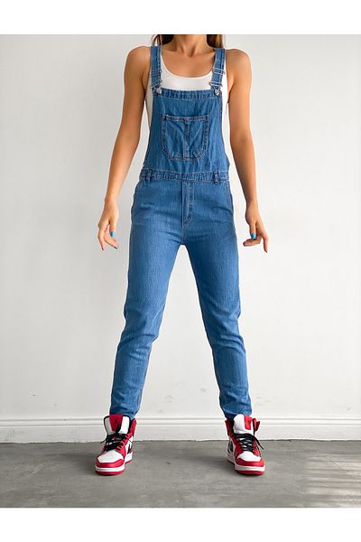 Fav Style Salopetă de grădinar din denim de damă, albastră