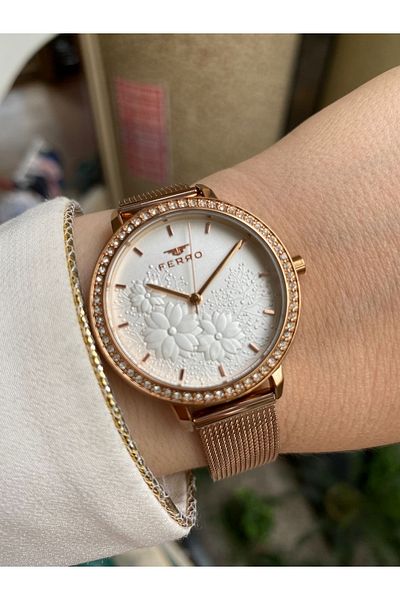FERRO Rose Straw Cord Women's Wrist Watch Fl21242C-C Fl21242C-C (with Bracelet Gift)