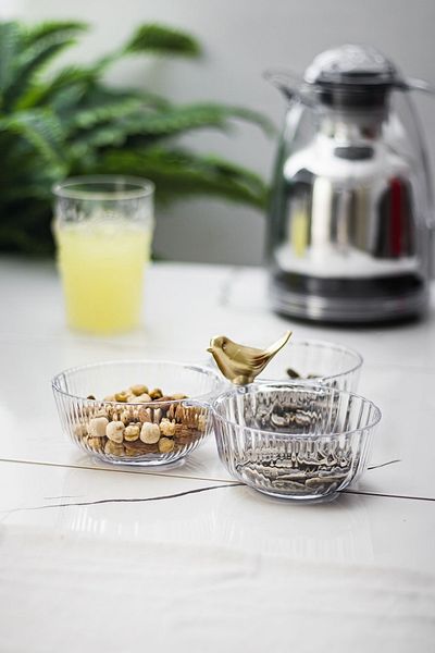 Depa Acrylic Gold Bird Snack Bowl Presentation Sugar Bowl Transparent (Not Glass & Porcelain)