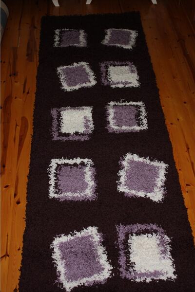 Arısu 1 Sınıf Yumuşak Peluş Post Shaggy K.lila Koridor Yolluk Halısı 14 Mm Ka...