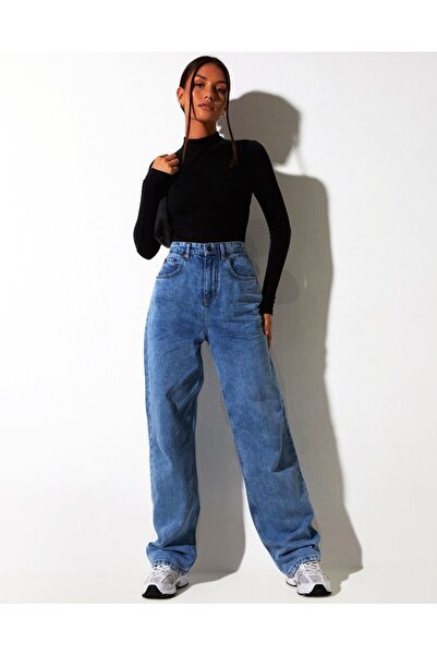 LİMABEL Smile Темно-синій Сніговий Пляж Палаццо Широкі Джинси Power Likra Жін...