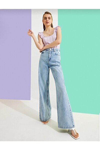 SANTA BELLA Smile X Albastru Deschis Spălarea Zăpezii Palazzo Wideleg Jean Po...