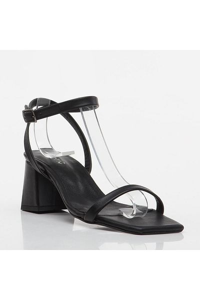 Hotiç Schwarze Sandalen mit Absatz für Damen aus echtem Leder
