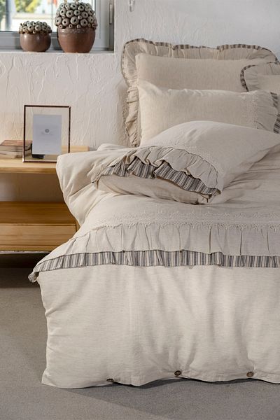 Ecocotton Organic Cotton Extra Large Frilly Duvet Cover Set - Dalya