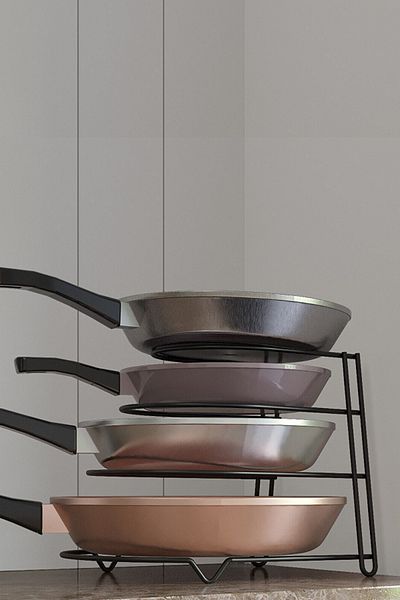 Kitchen Store Metal Black Pan Shelf - Closet Organizer, Kitchen Pan Organizer