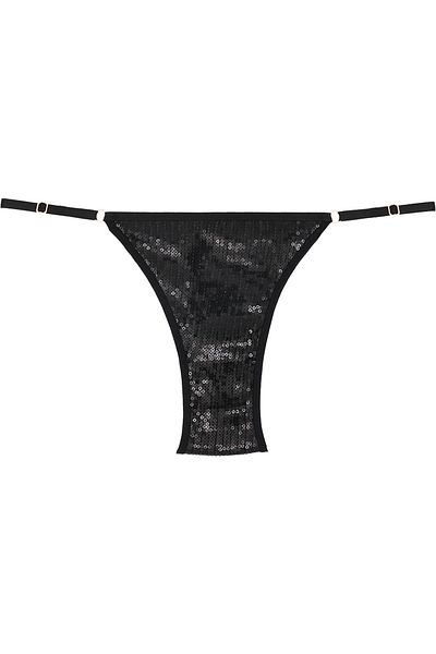 Magic Form 264 Women's Black Side Adjustable Sequined String Panties