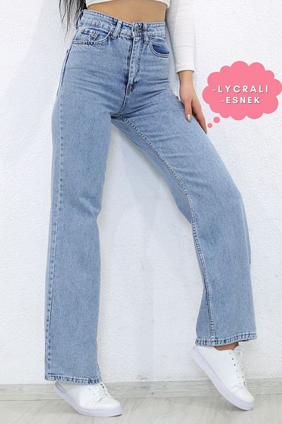 SANTA BELLA Sara Xs Light Blue Snow Wash Palazzo Wideleg Jean Power Lycra Femei Talie înaltă