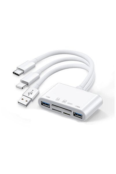 Microcase 5in1 Usb 3.0 Lightning Type-c To Sd-tf Kart Okuyuculu Usb Kamera Ad...