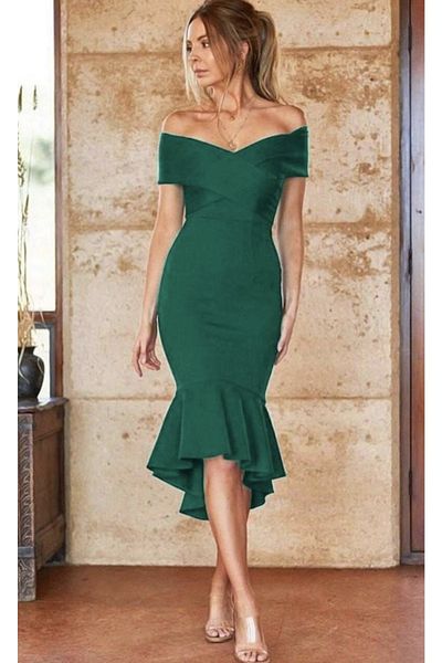 TRENDYLOOK Women's Cross Collar Skirt Tip Flounced Stylish Dress Engagement Dress Evening Dress 60865/086