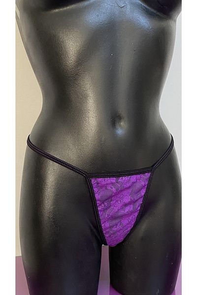 Tina Wear Women's Purple Mesh Fancy String Panties