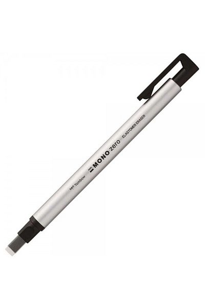 Tombow Mono Zero Flat Pen Eraser Flat Tip - Silver (2.5x5mm)