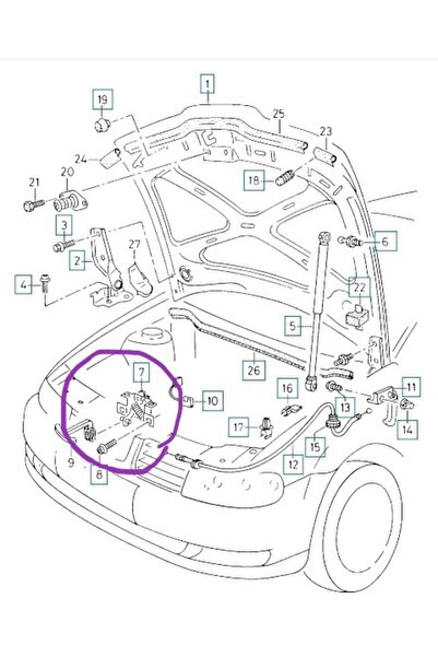 Genel Markalar Seat Toledo- 99/05; Uyumlu  Kaput Dış Açma Mandalı-1m0823503j