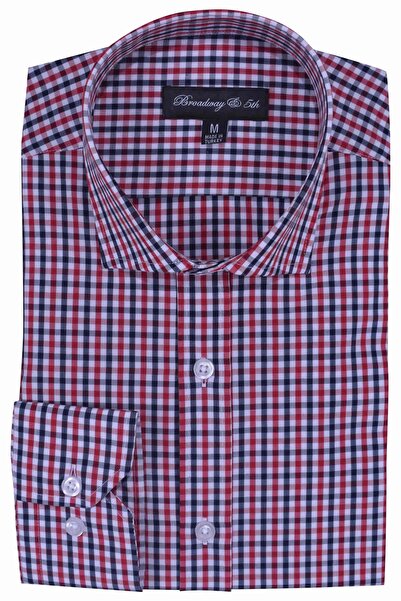 Ottomoda Ekose Kareli Uzun Kollu Italyan Yaka Regular Gömlek,b5-014