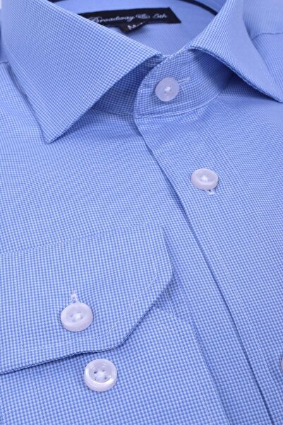 Ottomoda Erkek Ekose Desenli Uzun Kol Regular Italyan Yaka Gömlek,b5-013