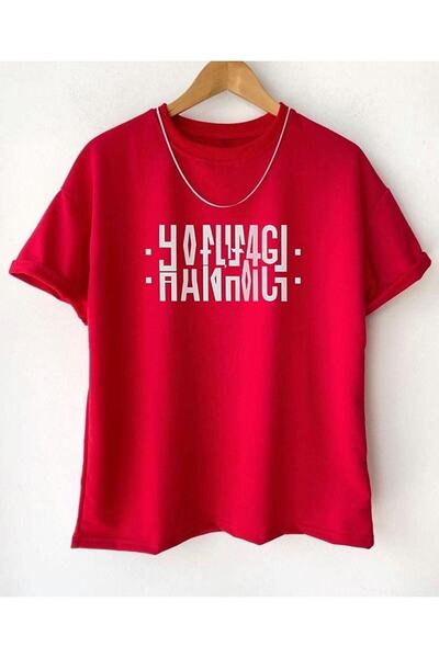 Machetta Tricou oversize pliat cu text Hanımcı